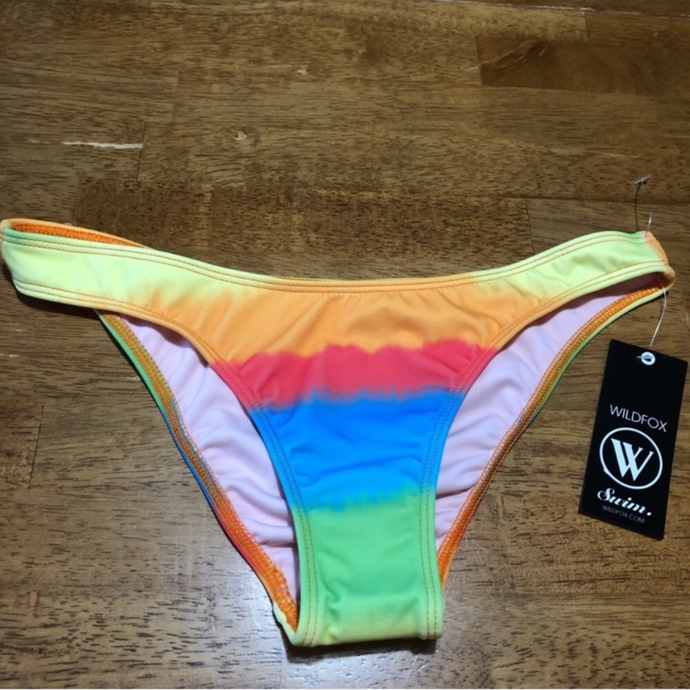NWT Wildfox Swim Rainbow Bikini Bottoms S